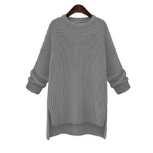 Load image into Gallery viewer, 2019 Winter Midi Long Thick Sweaters for Women New Irregular O-Neck Cute Solid Knitted Pullovers Girls Lady Casual Split Sweater