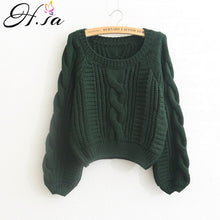 Load image into Gallery viewer, H.SA 2019 Women Winter Clothes Korean Style Pink Pull Jumpers Solid Chic Short Sweater Twisted Pull Femme kawaii Pullover ropa