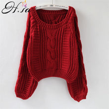 Load image into Gallery viewer, H.SA 2019 Women Winter Clothes Korean Style Pink Pull Jumpers Solid Chic Short Sweater Twisted Pull Femme kawaii Pullover ropa