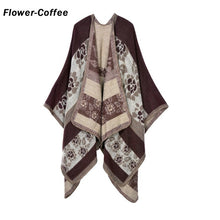 Load image into Gallery viewer, Blanket Scarf Fall Winter Thick Wrap Poncho Women Plaid Travel Shawl Imitation Cashmere Capes National Wind Fork Thicker Cloak