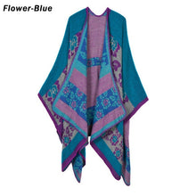 Load image into Gallery viewer, Blanket Scarf Fall Winter Thick Wrap Poncho Women Plaid Travel Shawl Imitation Cashmere Capes National Wind Fork Thicker Cloak