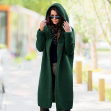 Load image into Gallery viewer, Long Cardigan Women Autumn Winter Solid Oversized Hooded Cardigans Female Keep Warm Sweater Loose Wool Knitted Coat