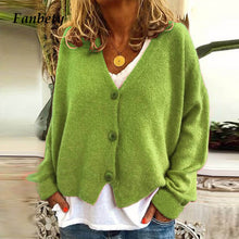 Load image into Gallery viewer, 15 Candy colors Cardigan Sweater Women Autumn Button Sweaters Female casual Loose Long Sleeve Knitted Sweater 2019 winter outfit