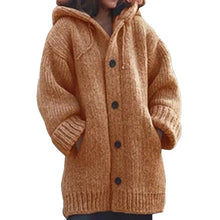 Load image into Gallery viewer, MoneRffi Autumn Winter Women Long Cardigan Solid Oversized Hooded Cardigans Female Keep Warm Sweater Loose Wool Knitted Coat