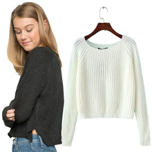 Load image into Gallery viewer, Autumn winter new 2018 crop sweater casual sexy women sweaters and pullovers knitted jumpers short basic solid slim pull femme