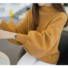 Load image into Gallery viewer, Winter Women Sweaters Fashion red white Turtleneck lantern Sleeve Pullovers Loose Knitted Sweaters Female Jumper Tops 2019