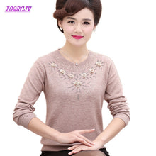 Load image into Gallery viewer, Middle-aged Women's Winter Sweaters Pullovers Plus Size 4XL Thickened Warm Bottoming O-neck Wool Sweater Mother Dress Tops W105