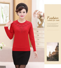 Load image into Gallery viewer, Middle-aged Women's Winter Sweaters Pullovers Plus Size 4XL Thickened Warm Bottoming O-neck Wool Sweater Mother Dress Tops W105