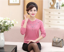 Load image into Gallery viewer, Middle-aged Women's Winter Sweaters Pullovers Plus Size 4XL Thickened Warm Bottoming O-neck Wool Sweater Mother Dress Tops W105