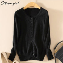 Load image into Gallery viewer, Knitted Cardigan Women Cashmere Wool Female Cardigans Short Black Cardigan Plus Size 2019 Cardigans Big Size Women Tops Spring