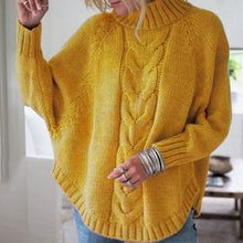 Load image into Gallery viewer, Women Top Harajuku Chic Sweater Autumn Office Lady Batwing Sleeve Yellow Sweater Jumpers Candy Color Loose Sweaters Twisted Pull
