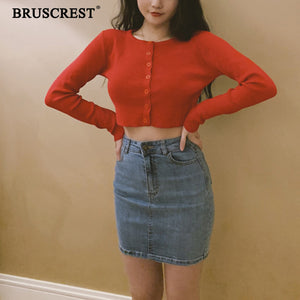 Fall 2019 Knitted Cardigan Button Up Korean Cute Sweaters Cropped Cardigan Women Kawaii Crop Sweater Knitting Top Streetwear