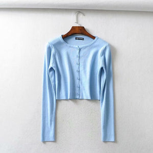 Fall 2019 Knitted Cardigan Button Up Korean Cute Sweaters Cropped Cardigan Women Kawaii Crop Sweater Knitting Top Streetwear