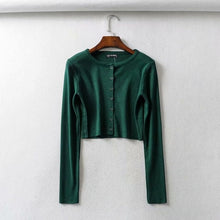 Load image into Gallery viewer, Fall 2019 Knitted Cardigan Button Up Korean Cute Sweaters Cropped Cardigan Women Kawaii Crop Sweater Knitting Top Streetwear
