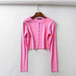 Fall 2019 Knitted Cardigan Button Up Korean Cute Sweaters Cropped Cardigan Women Kawaii Crop Sweater Knitting Top Streetwear