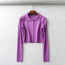 Load image into Gallery viewer, Fall 2019 Knitted Cardigan Button Up Korean Cute Sweaters Cropped Cardigan Women Kawaii Crop Sweater Knitting Top Streetwear
