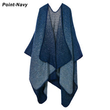 Load image into Gallery viewer, Blanket Scarf Fall Winter Thick Wrap Poncho Women Plaid Travel Shawl Imitation Cashmere Capes National Wind Fork Thicker Cloak
