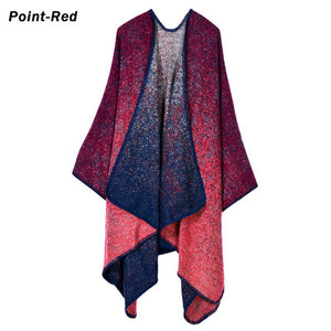 Blanket Scarf Fall Winter Thick Wrap Poncho Women Plaid Travel Shawl Imitation Cashmere Capes National Wind Fork Thicker Cloak