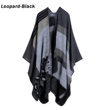 Load image into Gallery viewer, Blanket Scarf Fall Winter Thick Wrap Poncho Women Plaid Travel Shawl Imitation Cashmere Capes National Wind Fork Thicker Cloak
