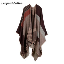 Load image into Gallery viewer, Blanket Scarf Fall Winter Thick Wrap Poncho Women Plaid Travel Shawl Imitation Cashmere Capes National Wind Fork Thicker Cloak
