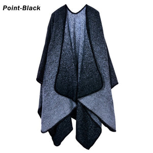 Blanket Scarf Fall Winter Thick Wrap Poncho Women Plaid Travel Shawl Imitation Cashmere Capes National Wind Fork Thicker Cloak