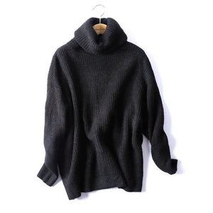 REJINAPYO Women Oversize Basic Knitted Turtleneck Sweater Female Solid Turtleneck Collar Pullovers Warm 2019 New Arrival