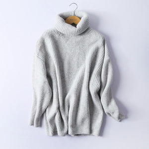 REJINAPYO Women Oversize Basic Knitted Turtleneck Sweater Female Solid Turtleneck Collar Pullovers Warm 2019 New Arrival