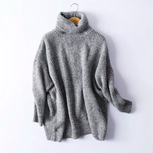 REJINAPYO Women Oversize Basic Knitted Turtleneck Sweater Female Solid Turtleneck Collar Pullovers Warm 2019 New Arrival