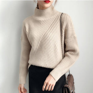 2020 6 Colors Women Autumn Winter Sweater Knitted Black White Yellow Female Sweaters Turtleneck Ladies Pullover Jumper Pull trui