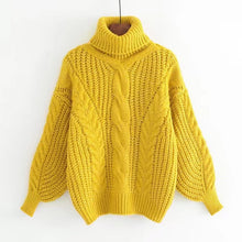 Load image into Gallery viewer, Turtleneck Sweater Women&#39;s Autumn Winter Pullover High Elasticity Knitted Casual Twist Warm Sweaters Long Sleeve Yellow sweater
