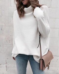 Lossky Long Sleeve Autumn Winter Sweater Women White Knitted Sweaters Pullover Jumper Fashion 2018 Turtleneck Sweater Female