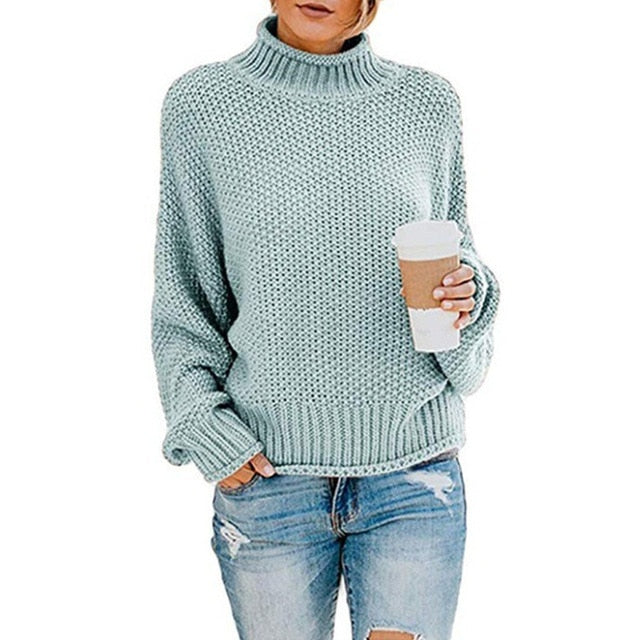 Bonjean Knitted Tops Jumper Autumn Winter Casual Pullovers Sweaters Women Thick Women Long Sleeve Big Loose Sweater Girls