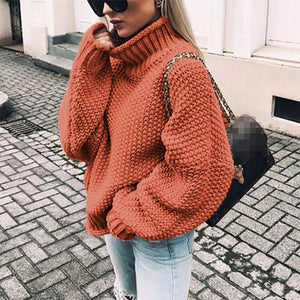 Bonjean Knitted Tops Jumper Autumn Winter Casual Pullovers Sweaters Women Thick Women Long Sleeve Big Loose Sweater Girls