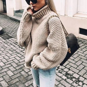 Bonjean Knitted Tops Jumper Autumn Winter Casual Pullovers Sweaters Women Thick Women Long Sleeve Big Loose Sweater Girls