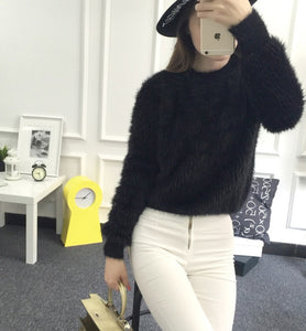 2016 New Winter Casual Sweater Women Long Sleeve Loose Thick  Turtleneck Pullovers  Female Solid Mohair Ladies' Sweater Coat