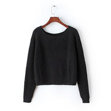 Load image into Gallery viewer, Autumn winter new 2018 crop sweater casual sexy women sweaters and pullovers knitted jumpers short basic solid slim pull femme
