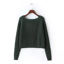 Load image into Gallery viewer, Autumn winter new 2018 crop sweater casual sexy women sweaters and pullovers knitted jumpers short basic solid slim pull femme
