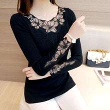 Load image into Gallery viewer, New Autumn Winter Sweaters Women Hot Sale Embroidery Lace Hollow Long Sleeve Pullovers Slim Knitted Sweater Female Tops Femme
