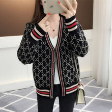 Load image into Gallery viewer, Danjeaner Korean Style Single Breasted Cardigans Womens Sweaters 2018 Winter V-Neck Long Sleeve Fashionable Printed Knitwear
